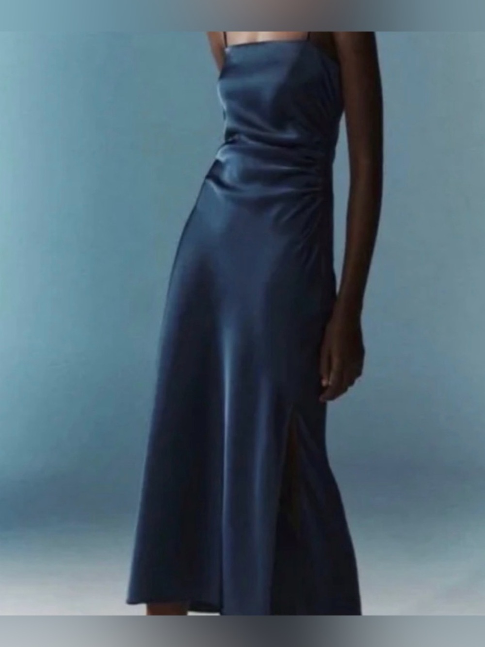 NWT House Of Harlow 1960 Dress Women’s Sz XS Revolve Satin Ruched Slit Maxi Slip